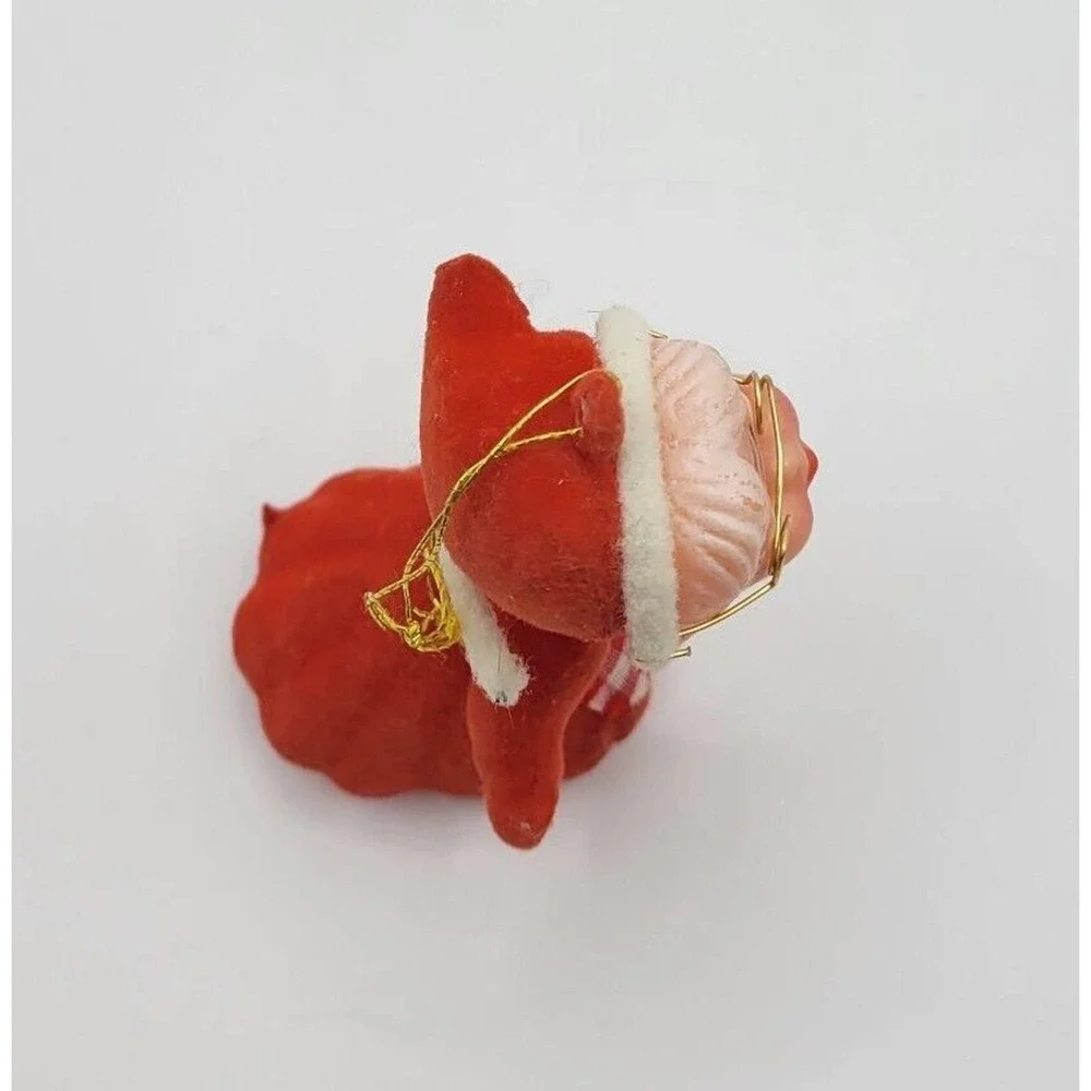 Vintage Flocked Mrs Claus Christmas Tree Ornament Figurine